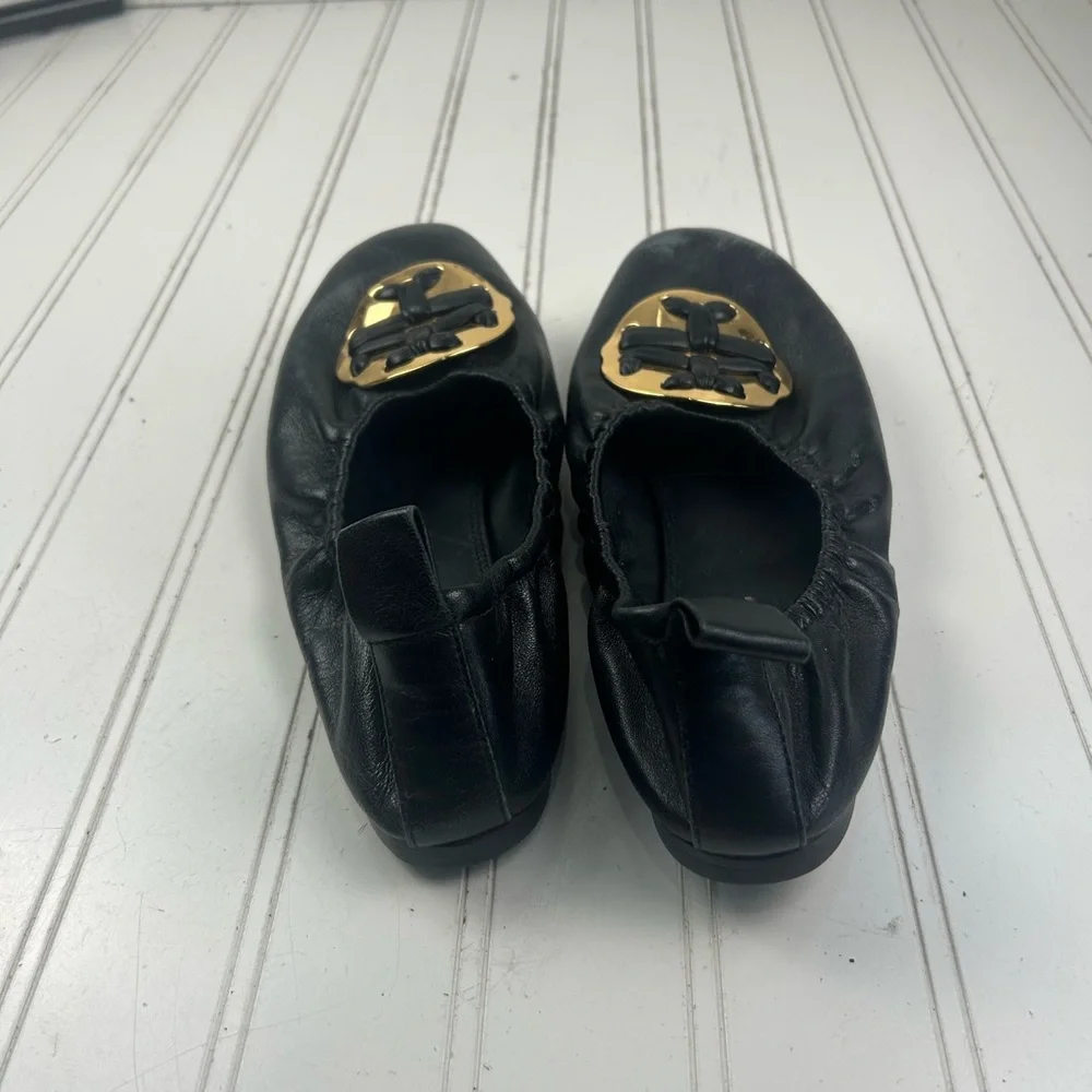 Tory Burch Vintage Melinda Scrunch Black Ballet Work Flats Women’s Size 7M $250